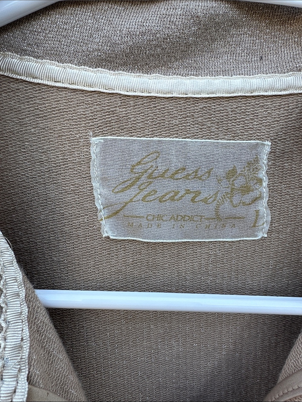 Guess Taupe lightweight Zip-Front Jacket with silvery shimmery threads - Picture 2 of 11